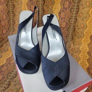 Sam & Libby Satin Peep Toe Sling Back Size 6